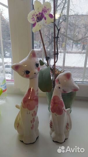 Парные керамические статуэтки кошечки