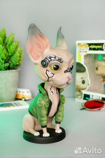 Кибер-кот сфинкс башкотряс Cyberpunk 2077 фигурка