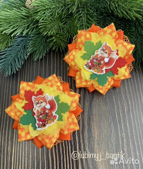 Бантики ручной работы с лисичками