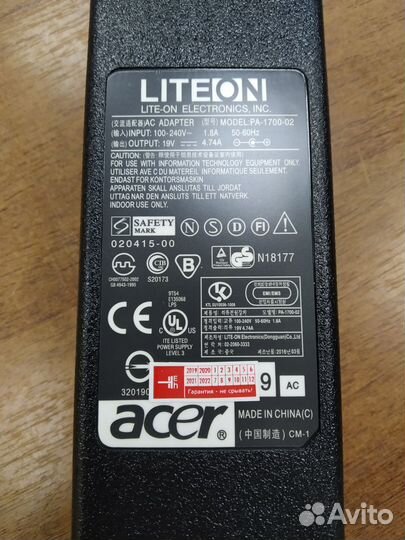 Зарядки Блоки питания для любого ноутбука Acer