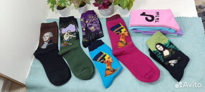 Носки цветные с рисунком принтом новые