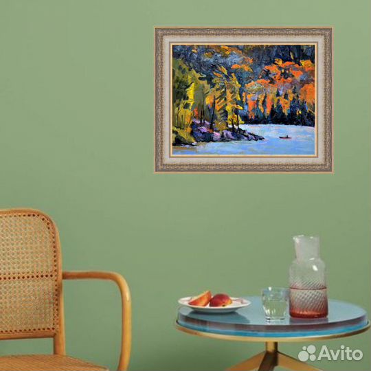 Картина маслом Пейзаж осеннее озеро