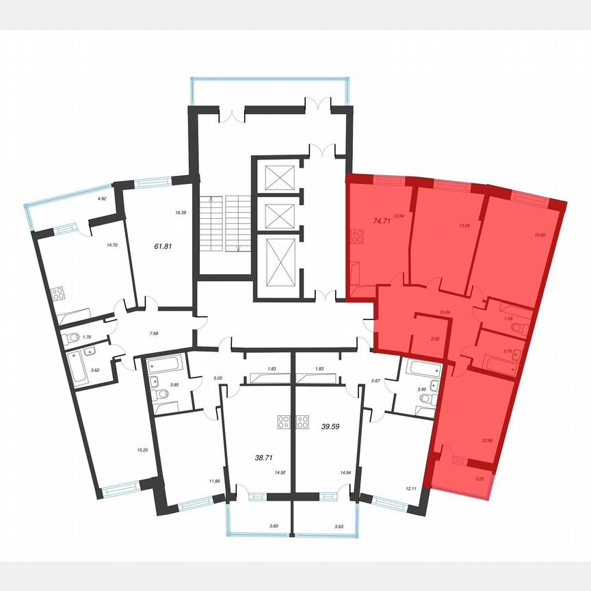 3-к. квартира, 76,3 м², 19/22 эт.