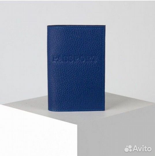 Обложка для паспорта кожа синий Россия