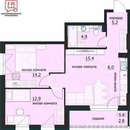 1-к. квартира, 39,9 м², 11/12 эт.