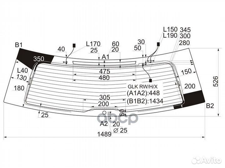 Стекло заднее (Цвет зеленый/ Обогрев/ Антенна)
