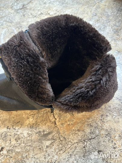 Кожаные меховые тапочки-валенки