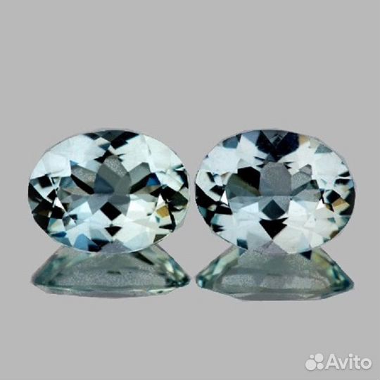 Аквамарин натуральный 1,80Ct 8х6мм 2шт. VVS Овал