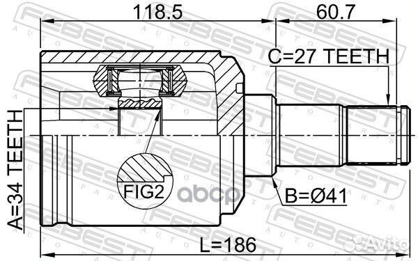 ШРУС ssangyong korando -13 внутр.лев. 1411kormtlh