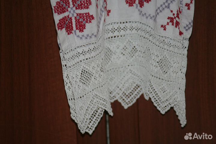 Рушник лен вышивка кружева старинный СССР 280х36