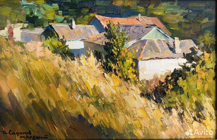 Картина маслом на холсте домики
