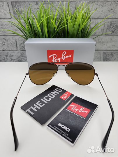 Очки Ray Ban Aviator Large Metal 014/33 Коричневые