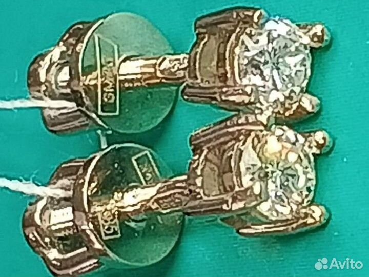 Серьги пусеты 585 с бриллиантами 0,264кт Белое