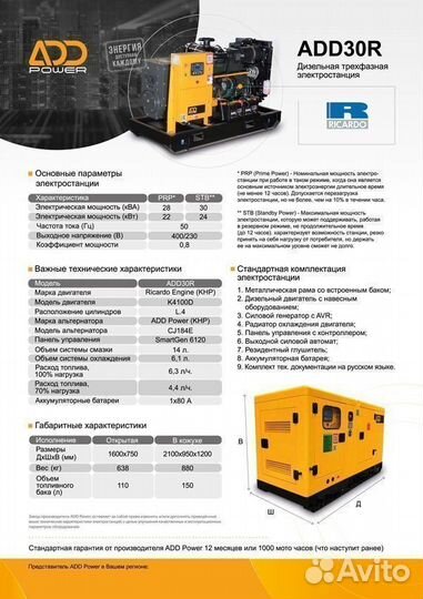 Дизельный генератор 20 кВт электростанция
