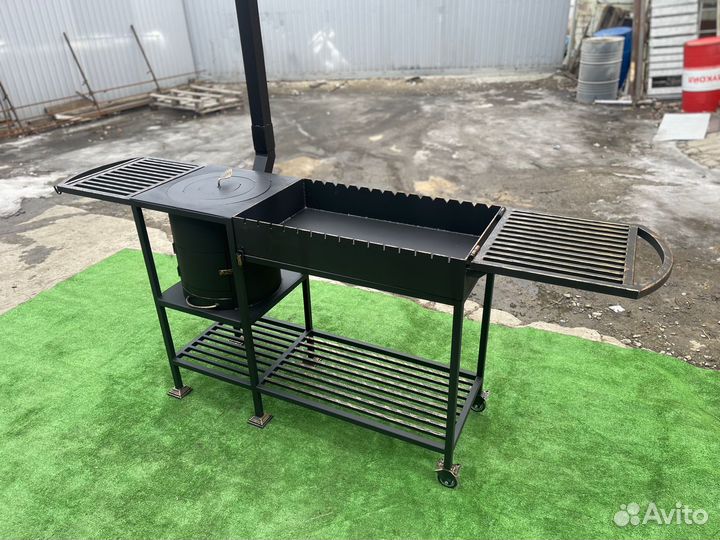 Мангал № 0235/43 с печкой под казан и откид/полкой