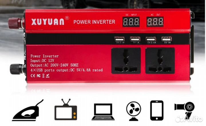 Инвертор преобразователь 12 В 220В 10000 вт