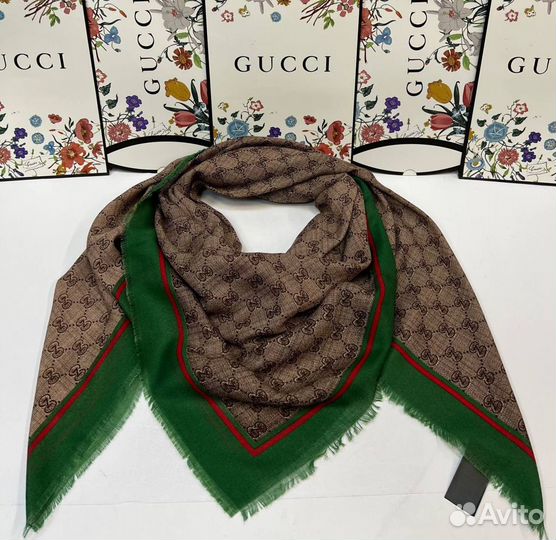 Платок шаль Gucci 130/130 тонкая шерсть