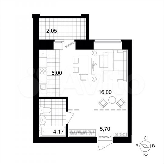 1-к. квартира, 31,2 м², 3/4 эт.