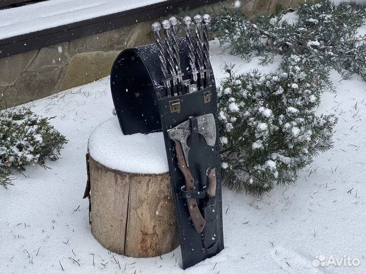 Набор шампуров в кожаном чехле «Викинг»