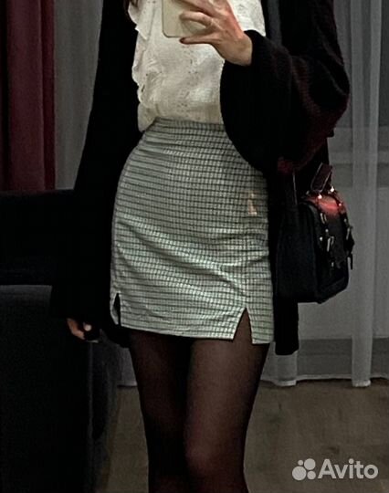 Юбка трапеция в клетку