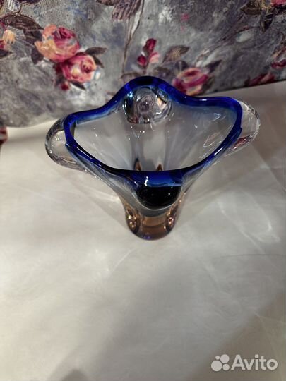 Ваза чешское цветное стекло