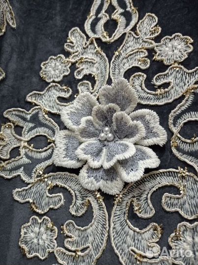 Бархатные шторы с жемчугом и вышивкой,тюль