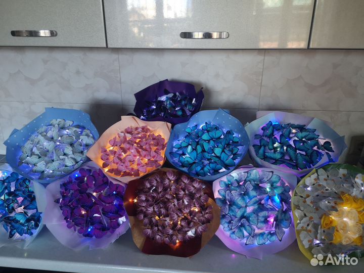 Светящиеся букеты. Букеты из бабочек