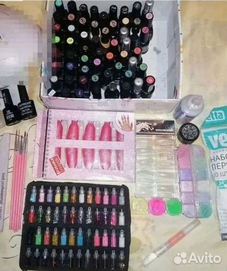 Набор огромный д/ногтей,лампа мощная ccfl,пылесос