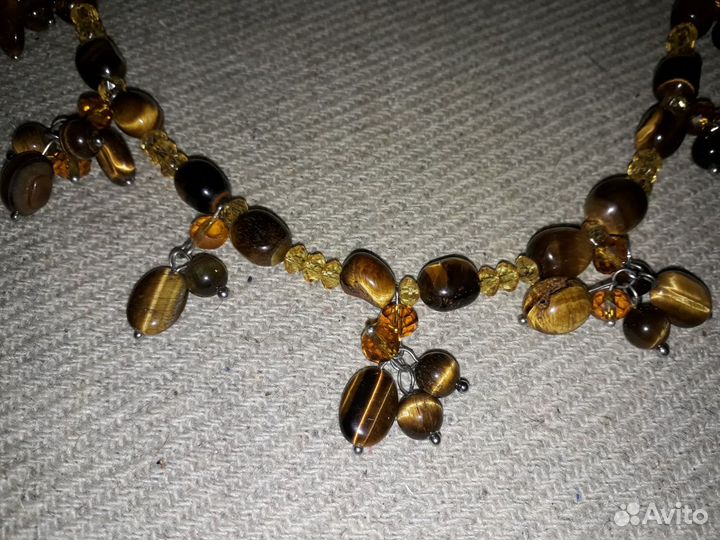 Красивые бусы колье камень стекло 60 см