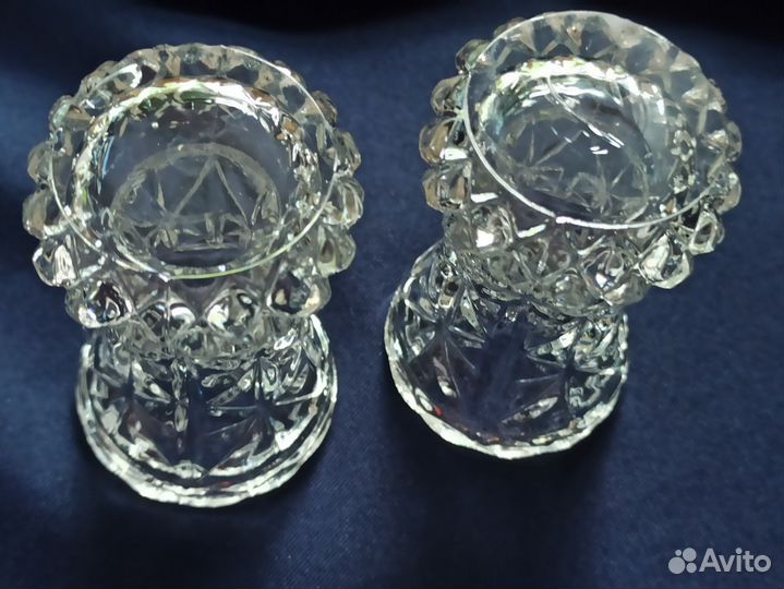 Хрустальные мини вазы, подсвечники Богемия Винтаж