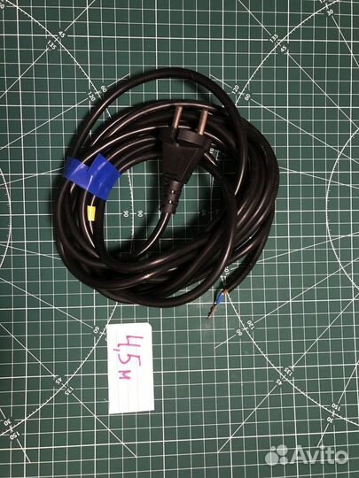 Кабель с вилкой литой, шнур пк 4,5 метра