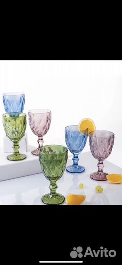 Набор бокалов из цветного стекла 6 штук