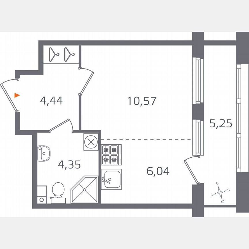 Квартира-студия, 28 м², 2/10 эт.