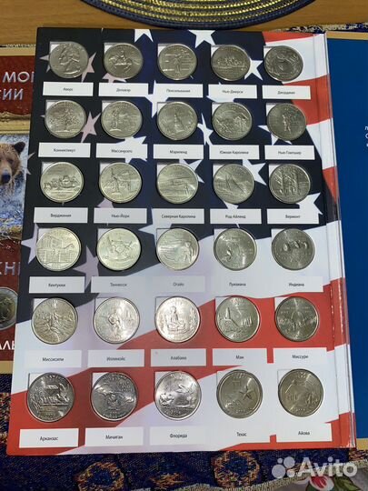 Памятные монеты 25 центов США штаты и территории