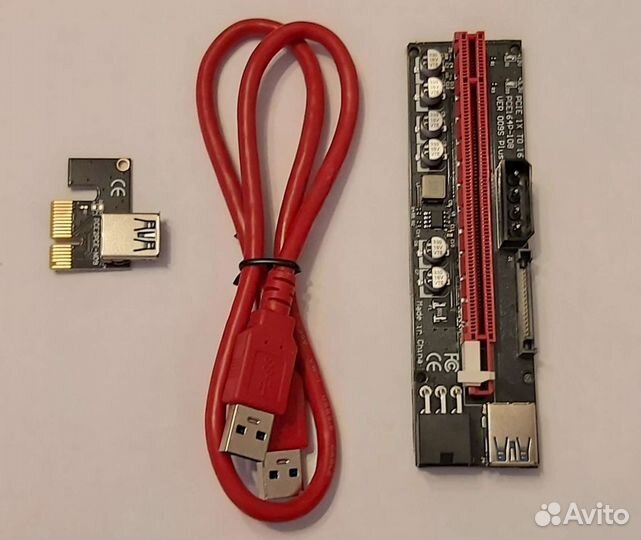 Разветвитель pci-e x1 to 4 usb 3.0,Райзер 009s plu