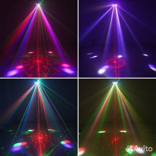 Светомузыка 3в1: бабочка/дерби+лазер+стробоскоп