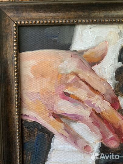 Картина маслом на холсте, пианист картина в раме