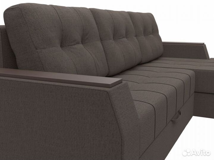 Диван угловой Эмир бс правый угол, рогожка, амур коричневый