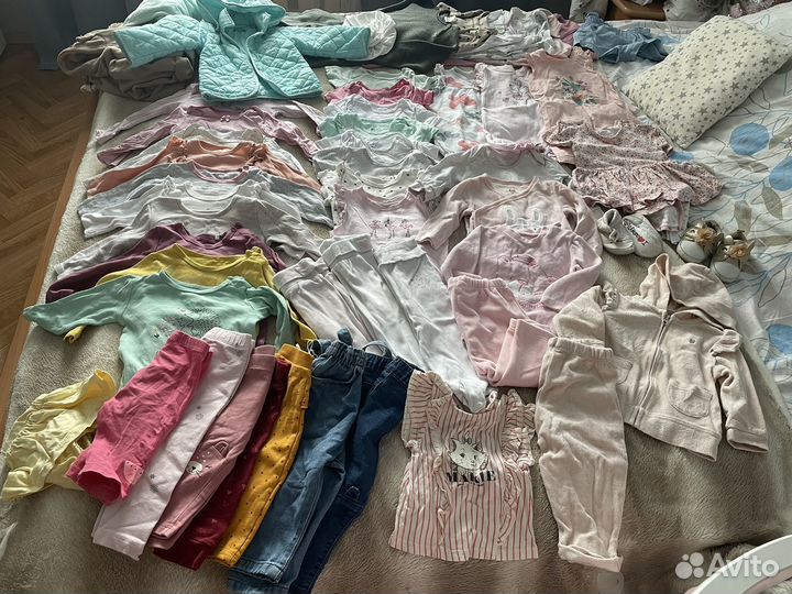 Большой пакет вещей на девочку 68-74-80