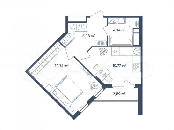 1-к. квартира, 38,3 м², 3/4 эт.