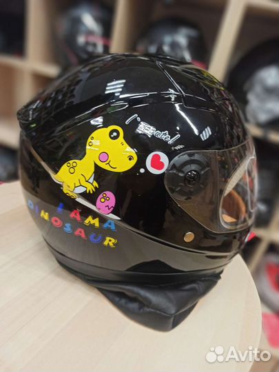 Мотошлем детский с теплым воротником