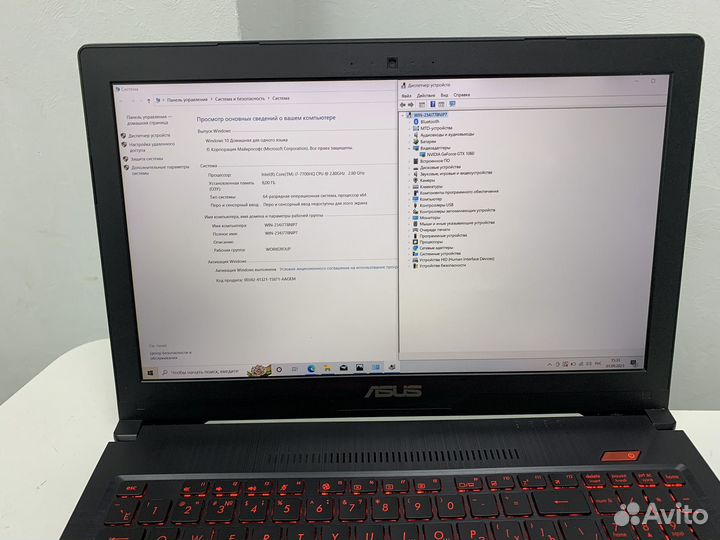 Игровой ноутбук asus 15.6 / i7 / GTX1060