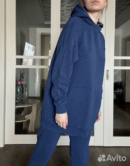 Трикотажный костюм с удлинённым худи оверсайз