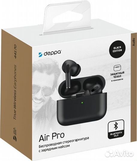 Беспроводные наушники Deppa Air Pro black tws
