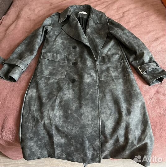 Плащ женский тренч кожаный