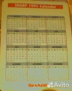 Календарик карманный. sharp. 1991 г