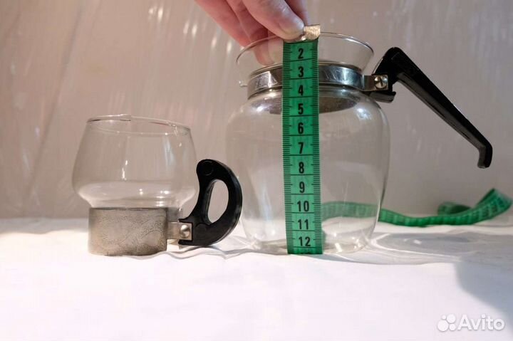 Пара чайник + чашка стеклянные