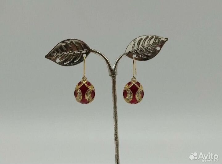 Серьги в стиле Фаберже (эмаль, Swarovski)