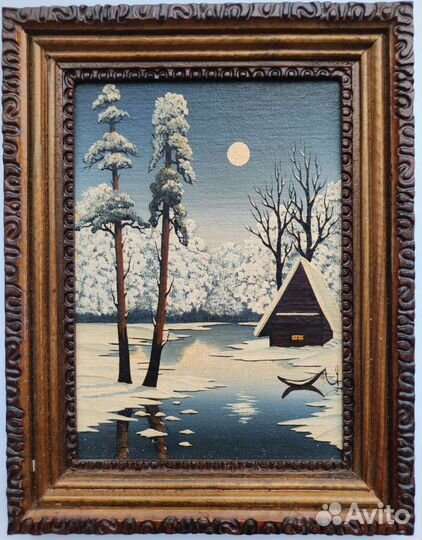 Картина маслом пейзаж в красивой раме