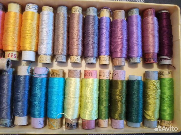 Нитки шелк, мулине, пуговицы